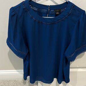Ann Taylor Navy Blue Short Sleeve Blouse